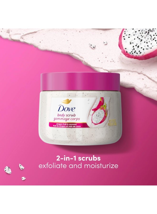 دوف مقشر الجسم دوف برائحة فاكهة التنين وكريمة جوز الهند، يقشر ويغذي بعمق لبشرة ناعمة ومشرقة، 425 غرام - Image 1